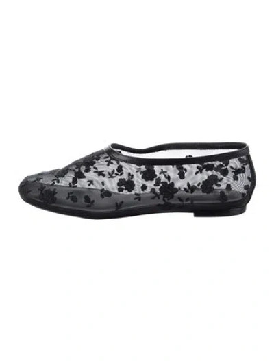 Pre-owned Reformation Mesh Lace Pattern Ballet Flats In Black