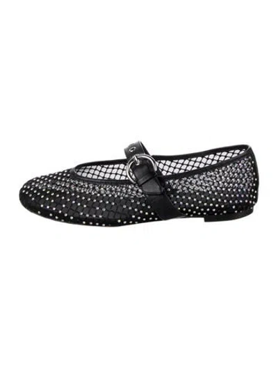 Pre-owned Reformation Mesh Mary Jane Flats In Black