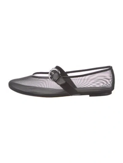 Pre-owned Reformation Mesh Mesh Accents Mary Jane Flats In Black