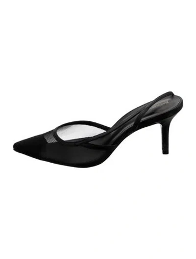 Pre-owned Reformation Mesh Mules In Black