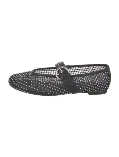 Pre-owned Reformation Mesh Patterned Mary Jane Flats In Black