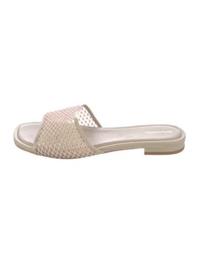 Pre-owned Reformation Mesh Patterned Slides In Neutrals