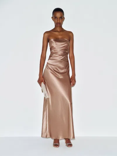 Reformation Meshea Silk Dress Brown 0