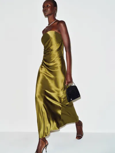 Reformation Meshea Silk Dress Green 0