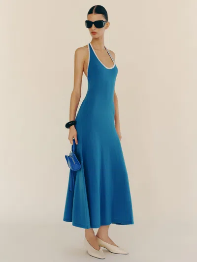 Reformation Mia Cashmere Halter Dress Blue Large