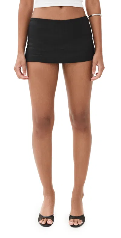 Reformation Mia Low Waist Linen Skort Black