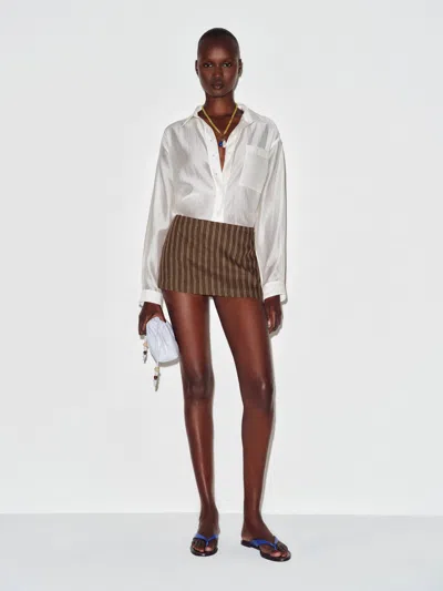 Reformation Mia Low Waist Linen Skort Brown 0