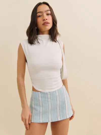 Reformation Mia Low Waist Linen Skort In Corsica Stripe