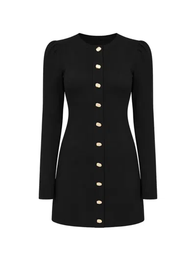 Reformation Micah Button-down Mini Dress In Black