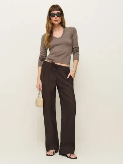 Reformation Micah Poplin Pant In Mole