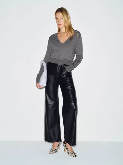 Reformation Micah V-neck Sweater Top Mid Grey Large In Gray