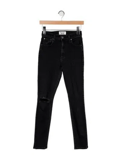 Pre-owned Reformation Mid-rise Skinny Leg Jeans In Black