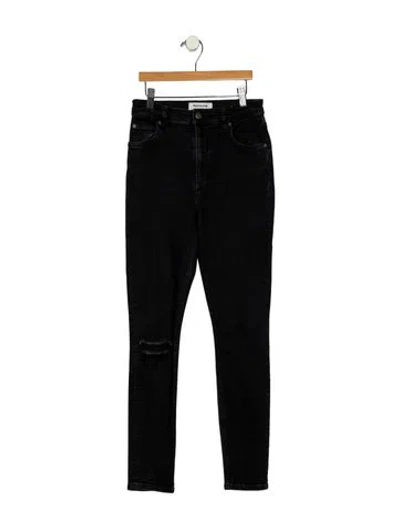 Pre-owned Reformation Mid-rise Skinny Leg Jeans In Black