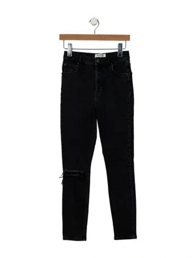 Pre-owned Reformation Mid-rise Skinny Leg Jeans In Black
