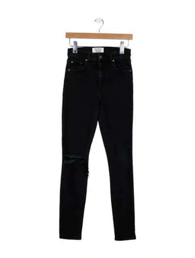 Pre-owned Reformation Mid-rise Skinny Leg Jeans In Black
