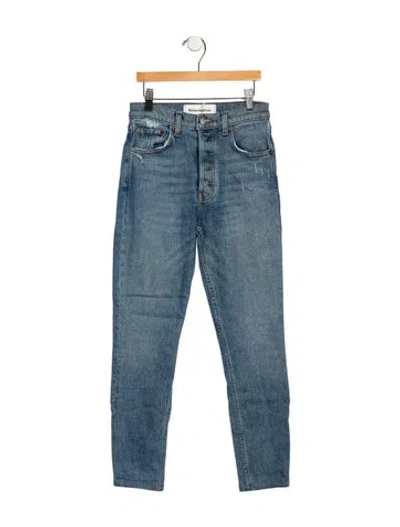 Pre-owned Reformation Mid-rise Skinny Leg Jeans In Blue