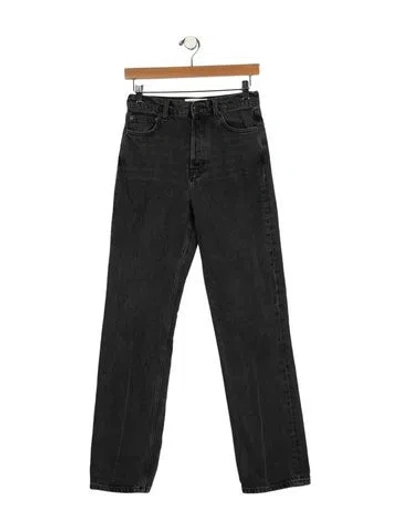 Pre-owned Reformation Mid-rise Straight Leg Jeans In Black