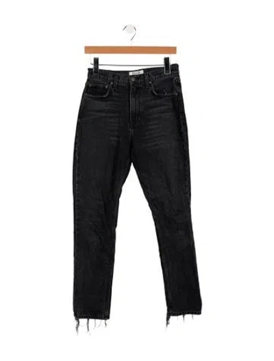Pre-owned Reformation Mid-rise Straight Leg Jeans In Black
