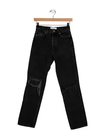 Pre-owned Reformation Mid-rise Straight Leg Jeans In Black