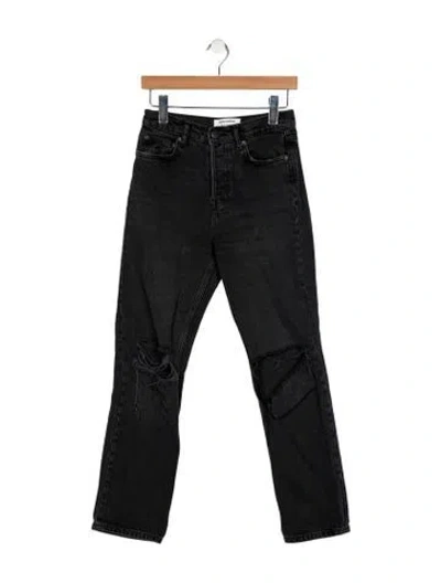 Pre-owned Reformation Mid-rise Straight Leg Jeans In Black