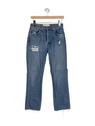 Pre-owned Reformation Mid-rise Straight Leg Jeans In Blue