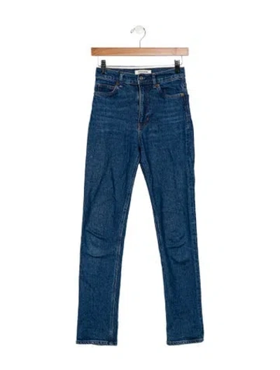 Pre-owned Reformation Mid-rise Straight Leg Jeans In Blue
