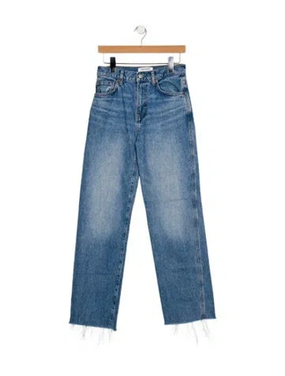 Pre-owned Reformation Mid-rise Straight Leg Jeans In Blue