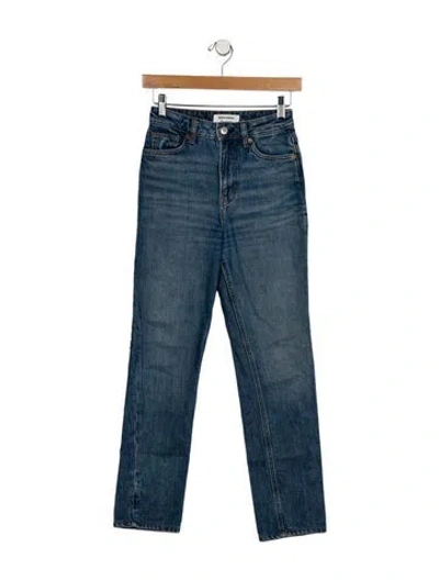 Pre-owned Reformation Mid-rise Straight Leg Jeans In Blue