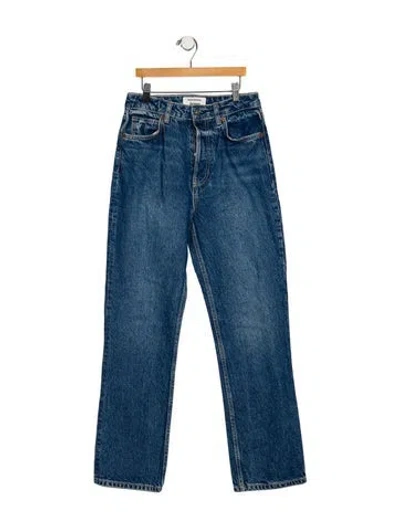 Pre-owned Reformation Mid-rise Straight Leg Jeans In Blue