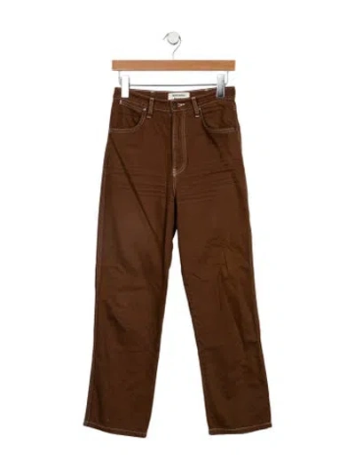 Pre-owned Reformation Mid-rise Straight Leg Jeans In Brown