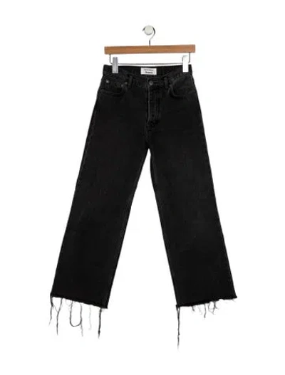 Pre-owned Reformation Mid-rise Wide Leg Jeans In Black