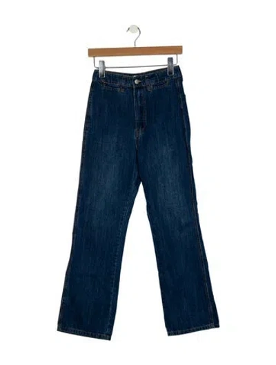 Pre-owned Reformation Mid-rise Wide Leg Jeans In Blue