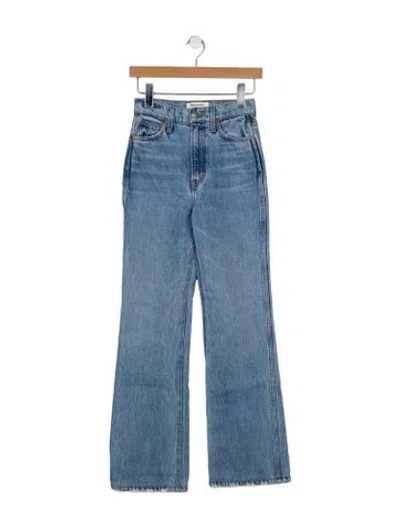 Pre-owned Reformation Mid-rise Wide Leg Jeans In Blue