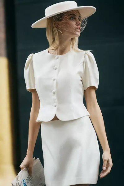 Reformation Mika Button-front Top & Mini Skirt Set In White