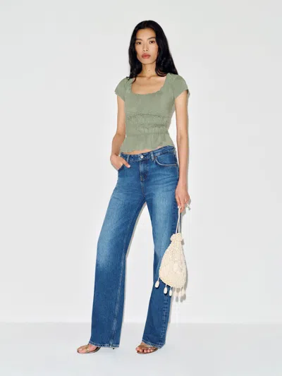 Reformation Milena Knit Top Sage Green Xs In Brown