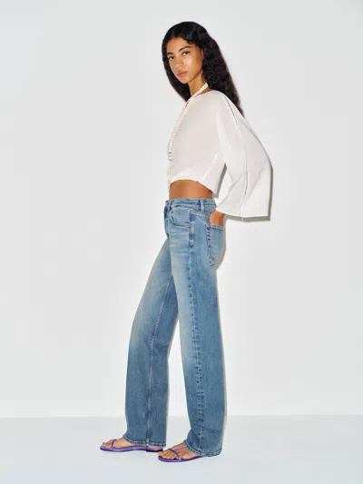 Reformation Miles Stretch Mid Rise Straight Leg Jeans Blue 24