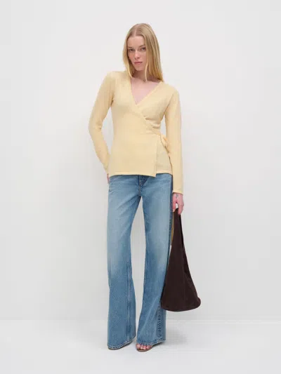 Reformation Miley Cashmere Wrap Sweater Yellow Medium
