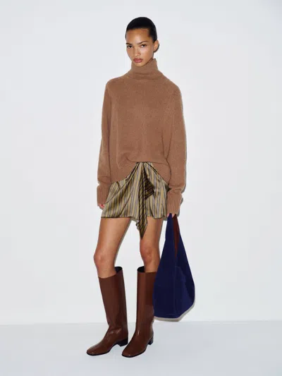 Reformation Milla Silk Skirt Natural 0 In Brown