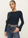 Reformation Miller Knit Top In Midnight