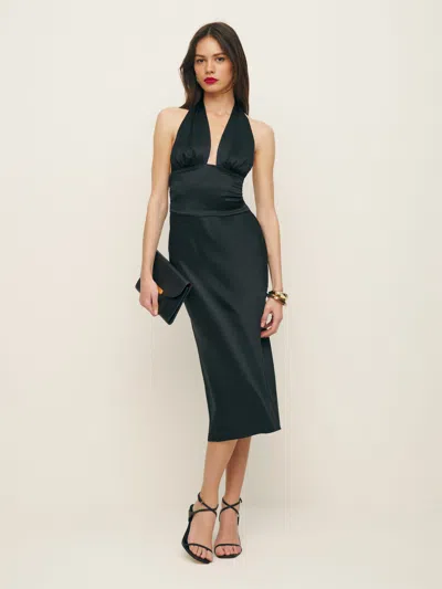 Reformation Millicent Silk Dress In Black