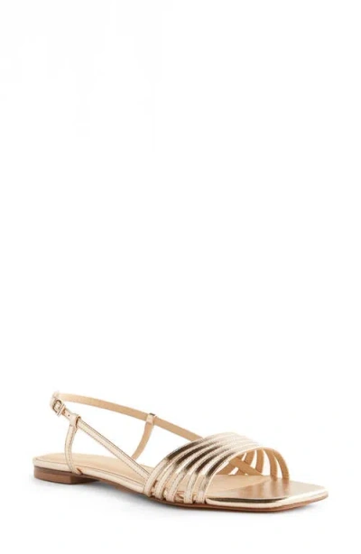 Reformation Millie Lattice Flat Sandals In Gold