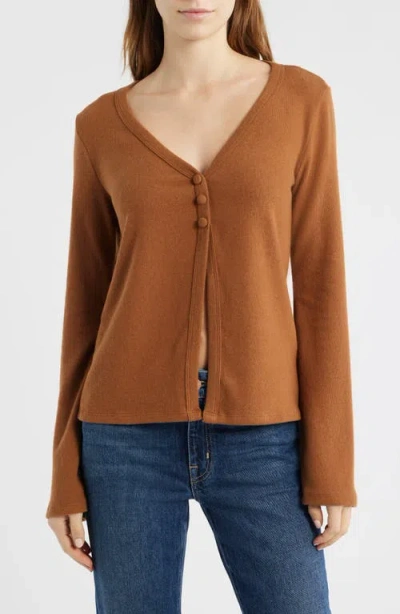 Reformation Millie Split Front Cardigan In Brown