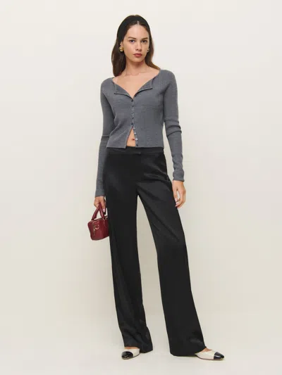 Reformation Mimi Low Rise Satin Pant In Black