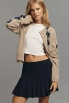 Reformation Mina Pleated Wool Mini Skirt In Brown