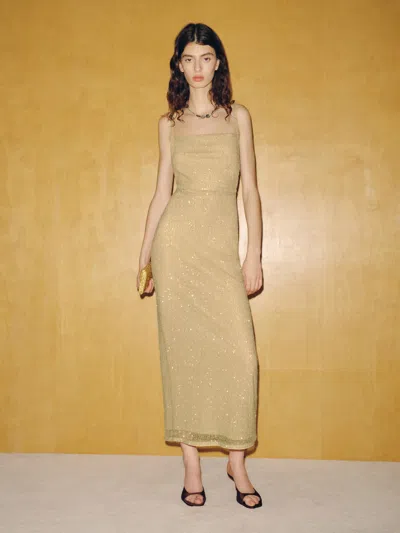 Reformation Robe En Maille À Dos Échancré Mineral Vert 34 In Yellow