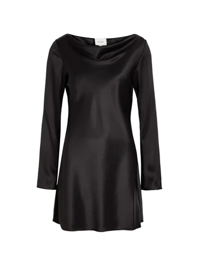 Reformation Womens Black Pike Scoop-neck Satin Mini Dress