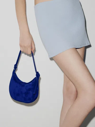 Reformation Mini Rosetta Shoulder Bag Blue Leather In Pink