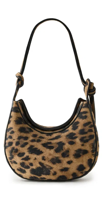 Reformation Mini Rosetta Shoulder Bag Leopard Suede
