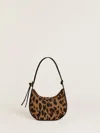 Reformation Mini Rosetta Shoulder Bag In Leopard Suede