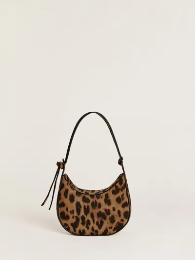 Reformation Mini Rosetta Shoulder Bag In Leopard Suede